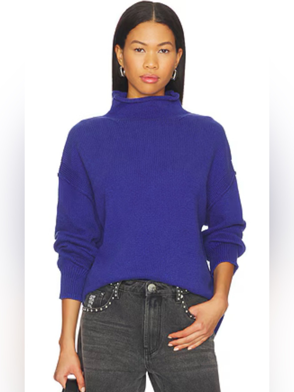 We The Free Cobalt Blue Mock Neck Sweater